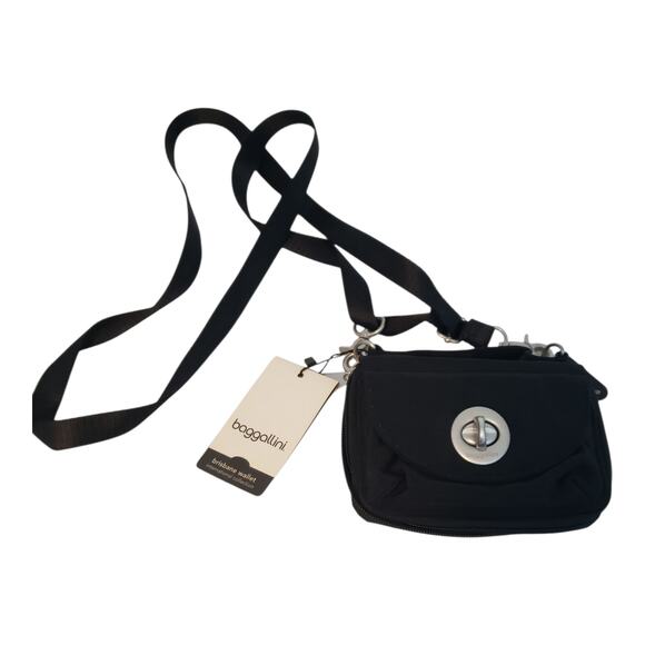 Baggallini Crossbody Wallet Womens One Size Black Brisbane Water-Resistant Nylon - Picture 1 of 13